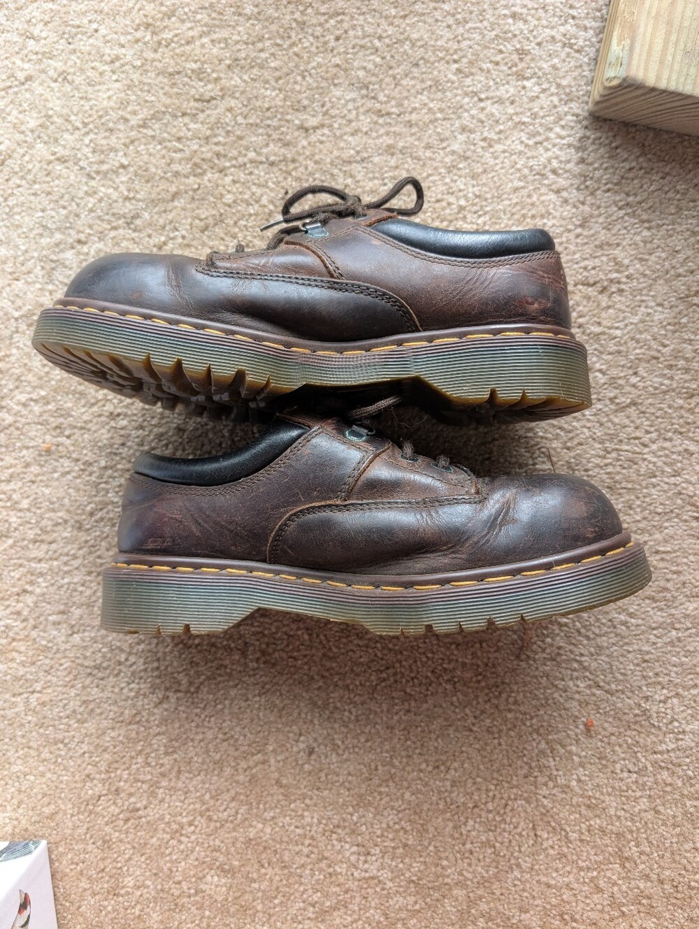 Vintage Dr. Martens Steel Toe Brown Leather Lace-Up Oxfords Made in England